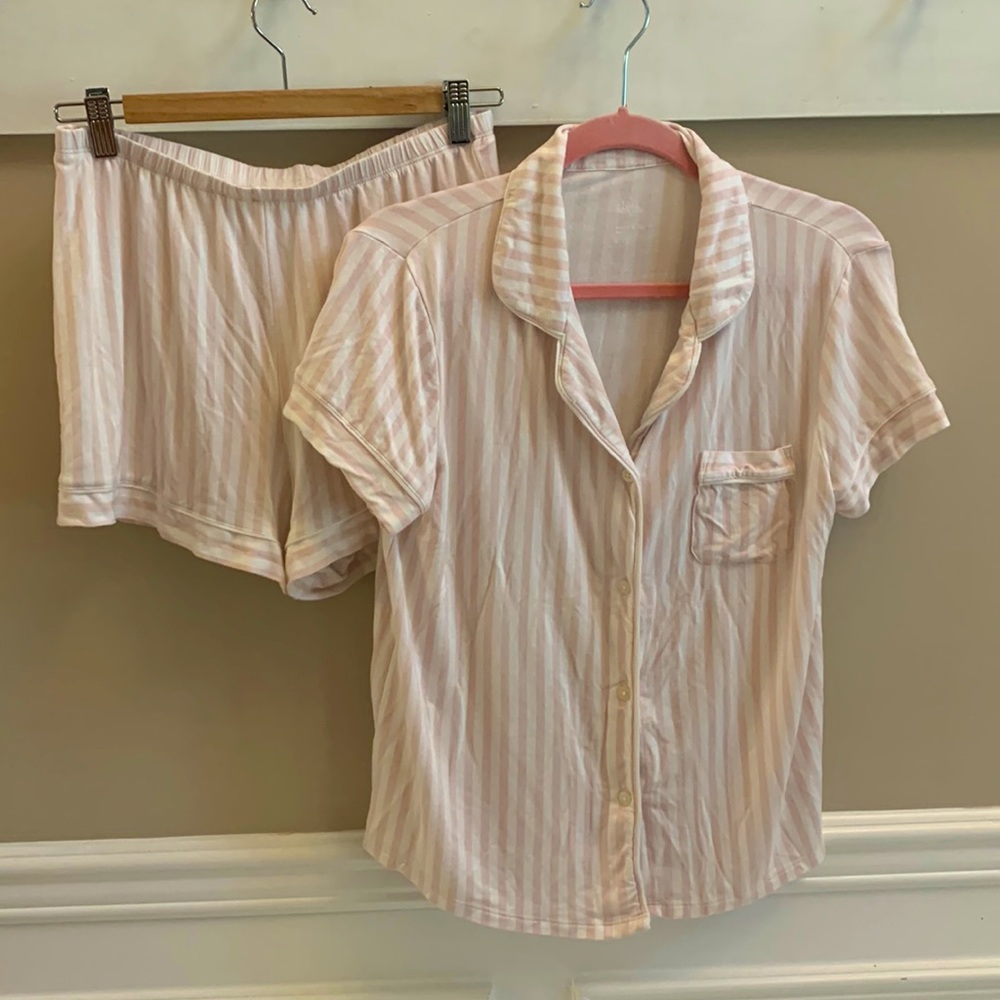 VS Inspired Pink & White Pajama Set Small